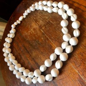 Vintage 2 Layer White Beaded Statement Necklace